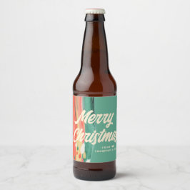 Rótulo Para Garrafa De Cerveja Nome Personalizado de Feliz Natal Moderno da abstr