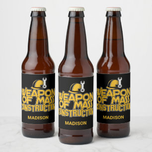 Rótulo Para Garrafa De Cerveja Nome personalizado engraçado Trabalhador de Constr