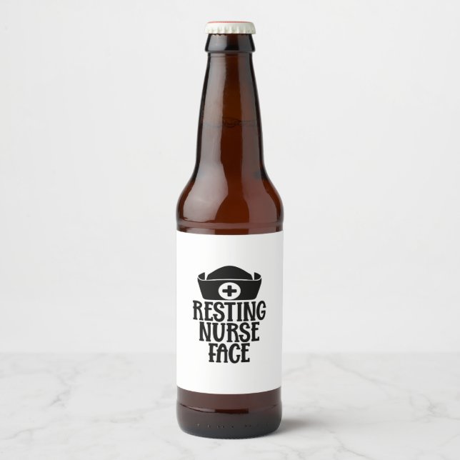 Rótulo Para Garrafa De Cerveja Nurse Gift Resting Nurse Face (Frente)