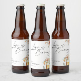 Rótulo Para Garrafa De Cerveja O amor é criar Chá de panela Floral