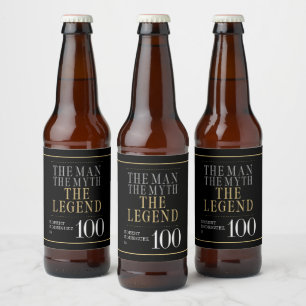 Rótulo Para Garrafa De Cerveja O Homem O Mito A Lenda 100º Aniversário