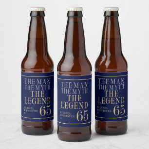 Rótulo Para Garrafa De Cerveja O Homem O Mito A Lenda 65º Aniversário
