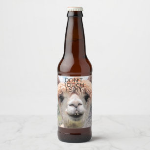 Rótulo Para Garrafa De Cerveja O lama engraçado da alpaca não toca no eu cospe