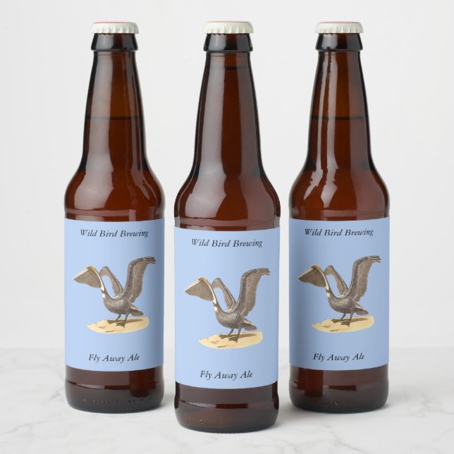 Rótulo Para Garrafa De Cerveja O Pelicano marrom (Pelecanus occidentalis) NY Bird (Garrafas)