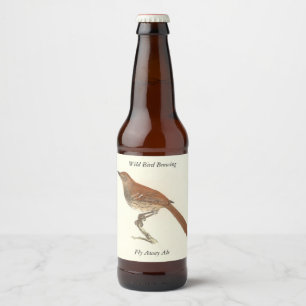 Rótulo Para Garrafa De Cerveja O Turvo Marrom ou o Traseiro Marrom, Pássaros de N