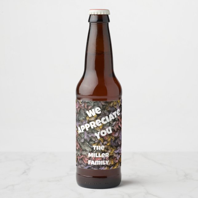Rótulo Para Garrafa De Cerveja Obrigado Da Família Yarn Homey Apreciação (Frente)
