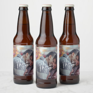 Rótulo Para Garrafa De Cerveja Obrigado Fotografia de Casamento Moderna