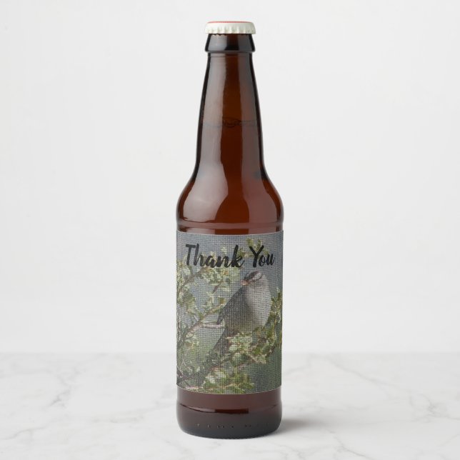 Rótulo Para Garrafa De Cerveja Obrigado Sparrow na Apreciação do Branch Mosaico (Frente)