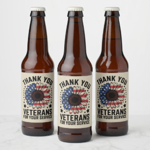 Rótulo Para Garrafa De Cerveja Obrigado Veteranos Sunflower Dia dos Veteranos Mil