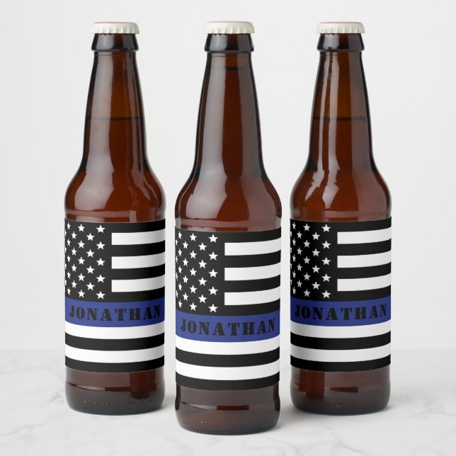 Rótulo Para Garrafa De Cerveja Oficial de Polícia Thin Blue Line. (Garrafas)