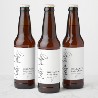 Rótulo Para Garrafa De Cerveja Olá, Chá de fraldas de Caligrafia Elegante