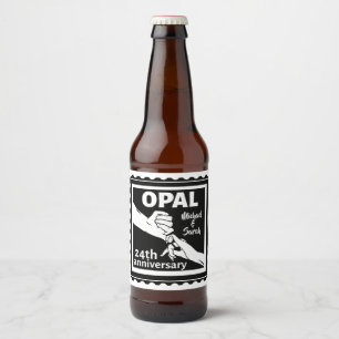 Rótulo Para Garrafa De Cerveja opal tradicional do 24.º aniversário de casamento
