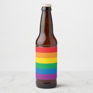 Rótulo Para Garrafa De Cerveja Orgulho | Design de arco-íris colorida
