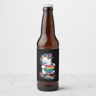 Rótulo Para Garrafa De Cerveja Orgulho gay Unicorn Heart Rainbow Flag Lgbt