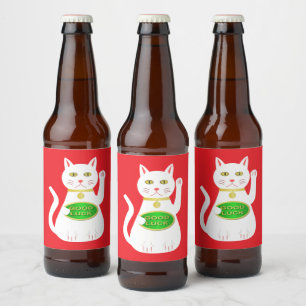 Rótulo Para Garrafa De Cerveja Oriental Lucky Cat