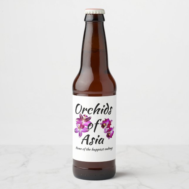 Rótulo Para Garrafa De Cerveja Orquídeas da Ásia (Frente)