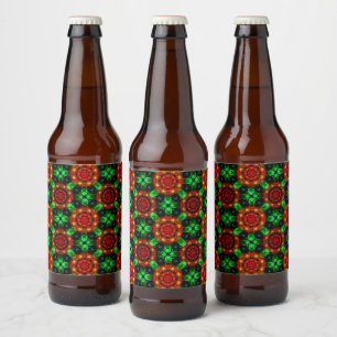 Rótulo Para Garrafa De Cerveja Padrão Abstrato Floral Moderno Boho Elegante #504