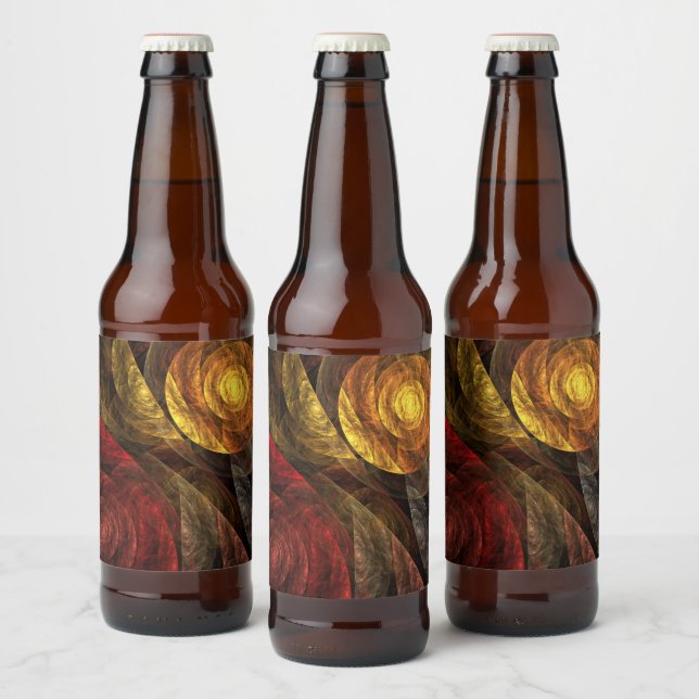Rótulo Para Garrafa De Cerveja Padrão de Abstrato de Arte Floral Moderna da Flor  (Garrafas)