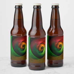 Rótulo Para Garrafa De Cerveja Padrão de Abstrato de Arte Vermelha Verde Floral M