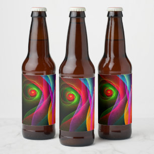 Rótulo Para Garrafa De Cerveja Padrão de Abstrato de Arte Vermelho Verde Laranja 