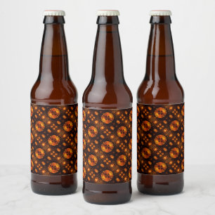 Rótulo Para Garrafa De Cerveja Padrão de Arte Abstrata Boho Moderno Elegante Dour