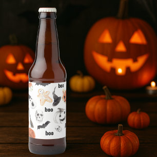 Rótulo Para Garrafa De Cerveja Padrão de Assustação Colorida do Halloween  Fel