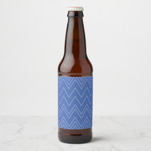 Rótulo Para Garrafa De Cerveja Padrão de ziguezague azul, moderno, simples, legal