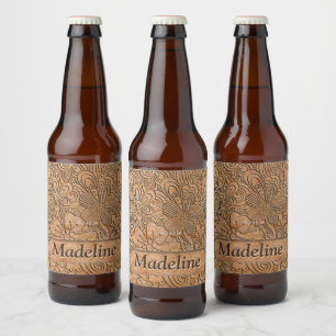 Rótulo Para Garrafa De Cerveja Padrão Floral de Transporte de Madeira Personaliz
