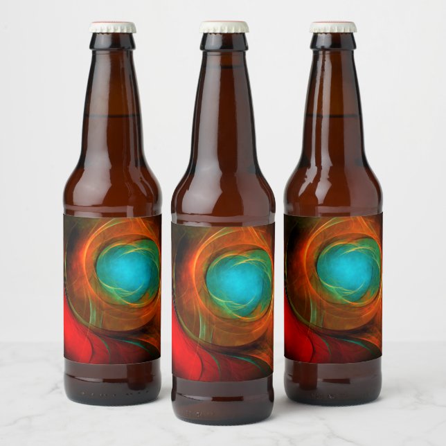 Rótulo Para Garrafa De Cerveja Padrão Legal de Abstrato de Arte Fina Azul Moderna (Garrafas)