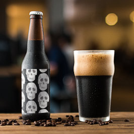 Rótulo Para Garrafa De Cerveja Padrão preto e branco assustador|Feliz Dia das Bru