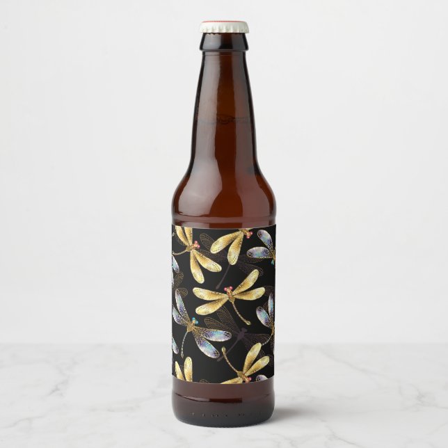 Rótulo Para Garrafa De Cerveja Padrão sem costura com Ouros (Frente)
