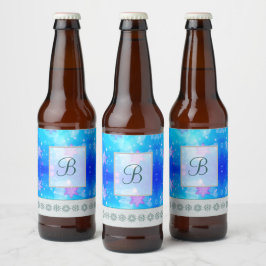 Rótulo Para Garrafa De Cerveja Padrões de Monograma Elegantes Modernos | Festa de