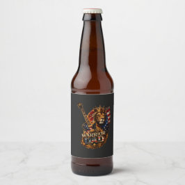 Rótulo Para Garrafa De Cerveja Pai Guerreiro Leão Bandeira Americana Guitarra