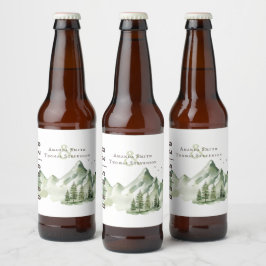 Rótulo Para Garrafa De Cerveja Paisagem verde-serena Elegante