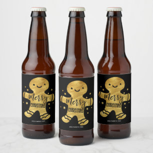 Rótulo Para Garrafa De Cerveja Pão de gengibre, feliz Natal