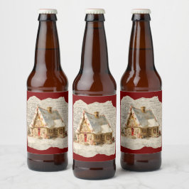 Rótulo Para Garrafa De Cerveja Papai Noel de toile de Natal
