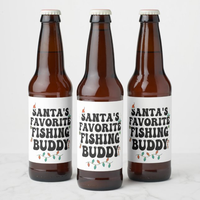 Rótulo Para Garrafa De Cerveja Papais noeis Favoritos Pescaria Pai de Natal Engra (Garrafas)