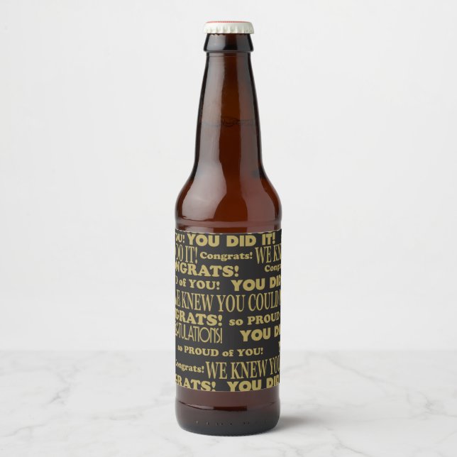 Rótulo Para Garrafa De Cerveja Parabéns do formando Preto e Dourado (Frente)