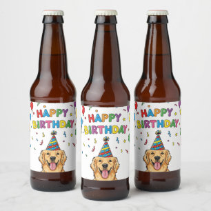 Rótulo Para Garrafa De Cerveja Parabéns para ouro Retriever Doodever Feliz