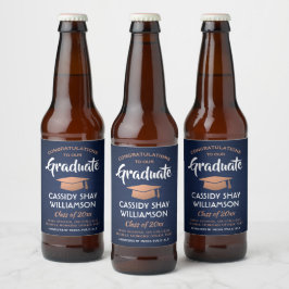 Rótulo Para Garrafa De Cerveja Parabéns pela Formatura Azul Marinho Branco Cobre 