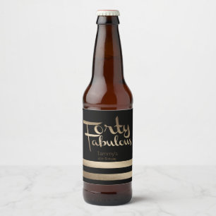 Rótulo Para Garrafa De Cerveja Partido Moderno Dourado aniversário de 40 anos