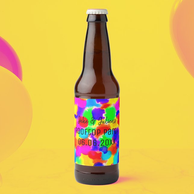 Rótulo Para Garrafa De Cerveja Partido Personalizado do Arco-Íris (Rainbow party inspiration for a summer of fun! 🌞🌈🌻)