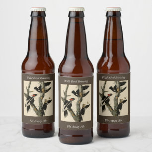 Rótulo Para Garrafa De Cerveja Pássaros de Pica-Pica-Pica-Pau da América