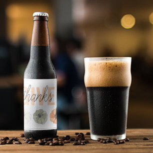 Rótulo Para Garrafa De Cerveja Pastel Colorido Cozy Dar Obrigados e Abóbora