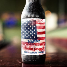Rótulo Para Garrafa De Cerveja Patriótica American Flag Feliz 4 de julho Personal
