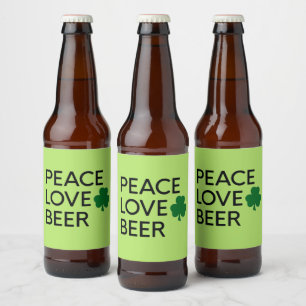 RÓTULO PARA GARRAFA DE CERVEJA PAZ AMOR CERVEJA ST PATRICKS GREEN SHAMROCK