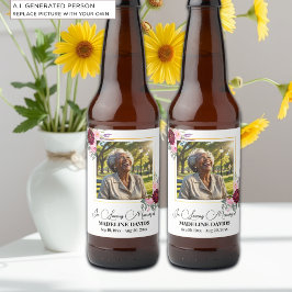 Rótulo Para Garrafa De Cerveja Peônias Elegantes Foto Funeral