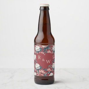 Rótulo Para Garrafa De Cerveja Peônias Luxuosas Enchantam Casamento na Cidade