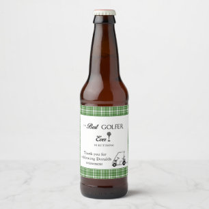 Rótulo Para Garrafa De Cerveja Personalização da Melhor Xadrez Verde de Golfer