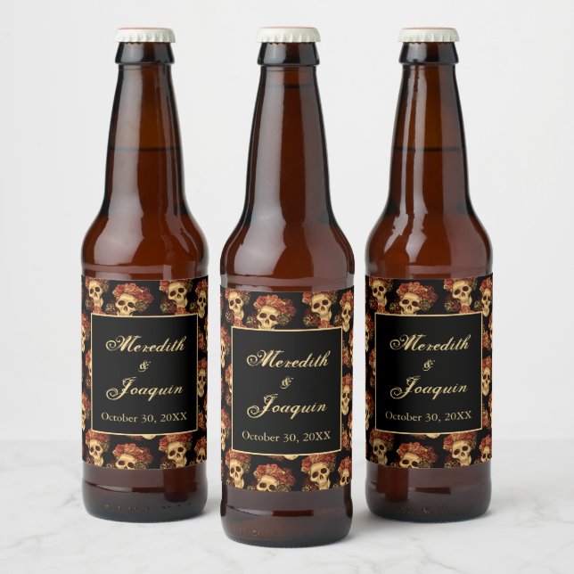 Rótulo Para Garrafa De Cerveja Personalização de Rosa vermelha Negra de Casamento (Garrafas)